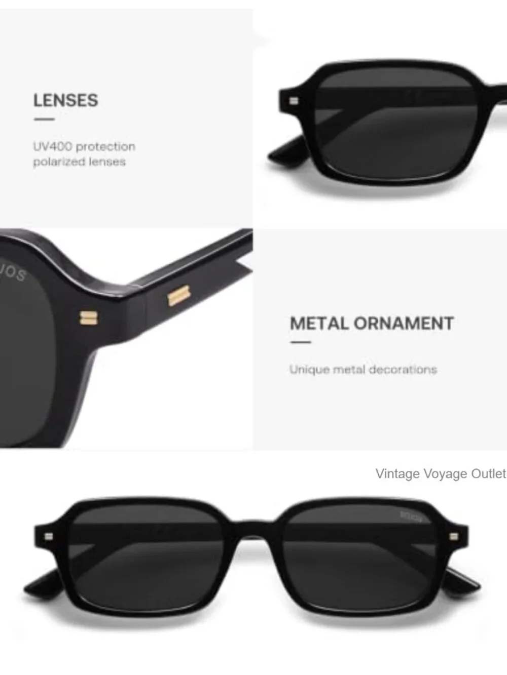 Rectangular Polarized Sunglasses UV400 TAC Lenses Polycarbonate Frame